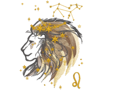 Sternzeichen Löwe, Kissen mit Sternzeichen eingestickt und Name mit Zodiakzeichen
