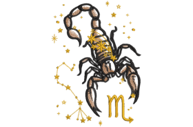 Sternzeichen Skorpion, Kissen mit Sternzeichen eingestickt und Name mit Zodiakzeichen