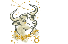 Sternzeichen Stier, Kissen mit Sternzeichen eingestickt und Name mit Zodiakzeichen