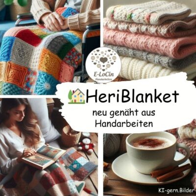 🏡HeriBlanket ist eine Schoßdecke aus gestrickter oder gehäkelter Kleidung, Handstrickpullover, gehäkelten oder gestrickten Pullover, Schals sowie aus hochwertigsten Wollmaterialien wie Mohair, Kashmir, Tweet uvm. Sie wird besonders vorbereitet, abgesteppt und nachbearbeitet, damit die Maschinen nicht aufribbeln. Sie ist für gemütliche Stunden auf dem Sofa gedacht, als Erinnerung an liebe Menschen und besonders auch gedacht für Rollstuhlfahrer oder Personen, die viel sitzen müssen, um ihre Beine und Schoß zu wärmen. Sie dient auch als schöne Erinnerung an ihre eigene Handarbeit, die sie vielleicht im Alter nicht mehr ausführen können.